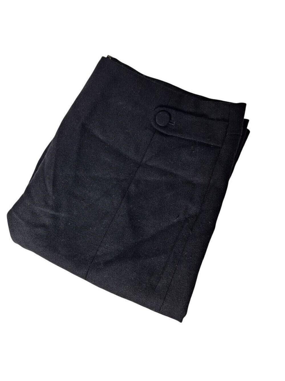 J Crew Black Wool Pencil Skirt Women Size 8